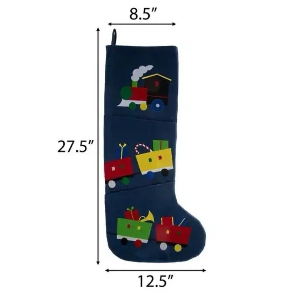 Trains Oversized Christmas Stocking with Side Pockets - 13
